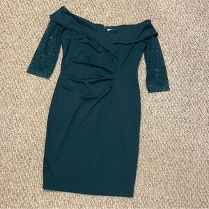 Dark Green Elegant Off-Shoulder Dress
